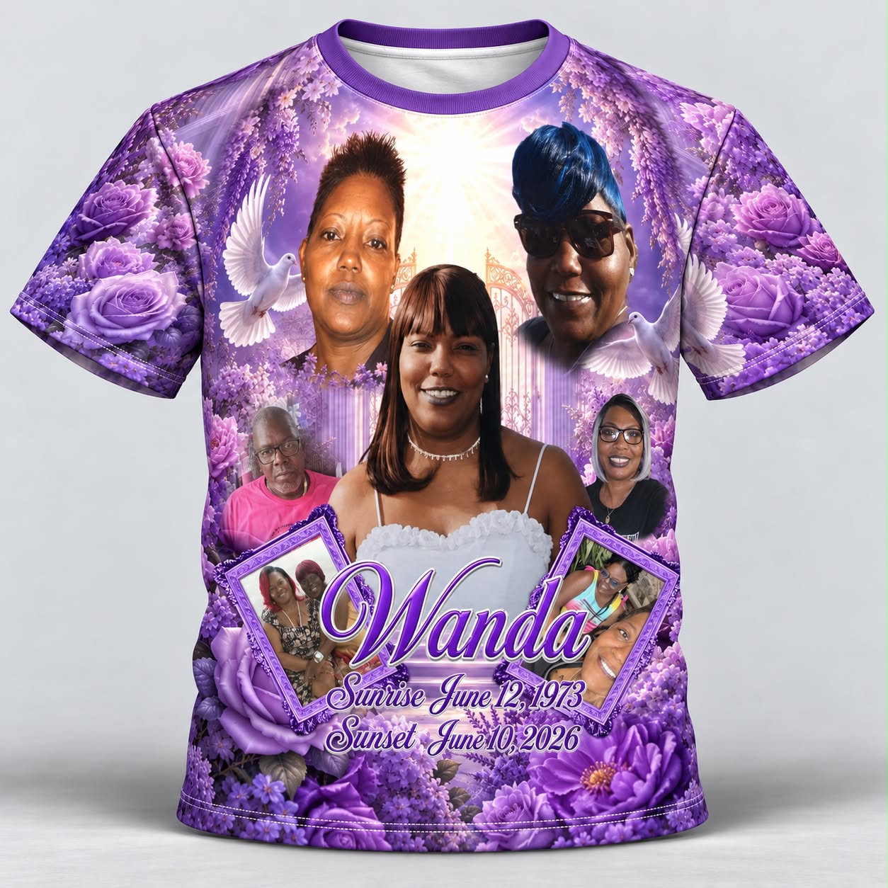 Purple Family Rose Custom 3D All-Over Print Memorial Shirt – MEM77
