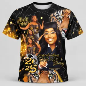 Bla2ck and Gold Tiger Custom Graduation Shirt
