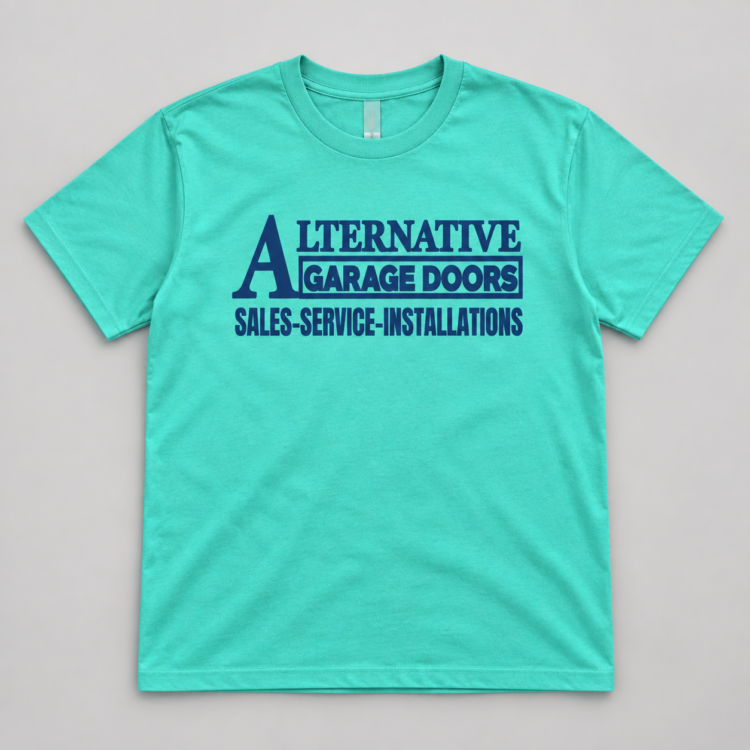 Turquoise custom business shirt printed for Alternative Garage DoorsShirt