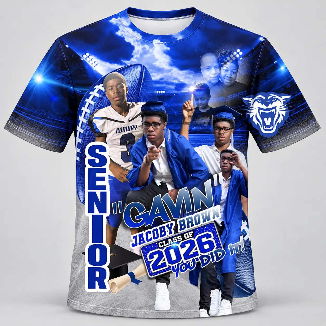 Football Senior Custom Graduation Collage Shirt – Design G04