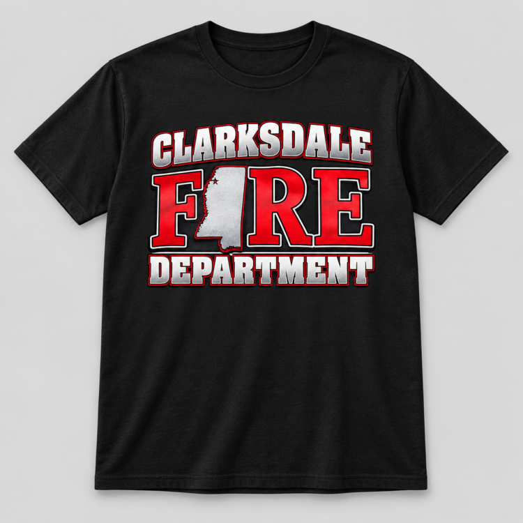 Black custom Clarksdale Fire Department business and organization shirt