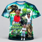 Green Dinosaur Third Birthday Shirt Mockup