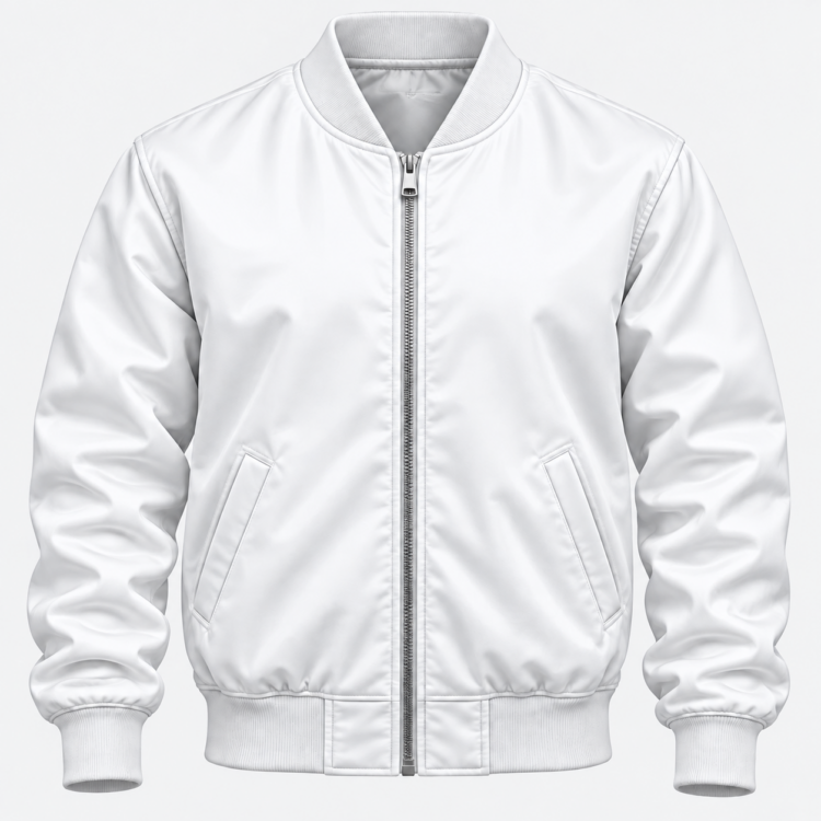 Minimalist White Bomber Jacket Mockup