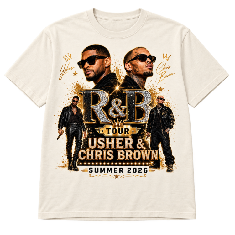 Cream custom R&B tour DTF shirt featuring Usher and Chris Brown