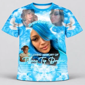 Aqua Blue Rose Custom 3d All Over Print Memorial Shirt Mem62