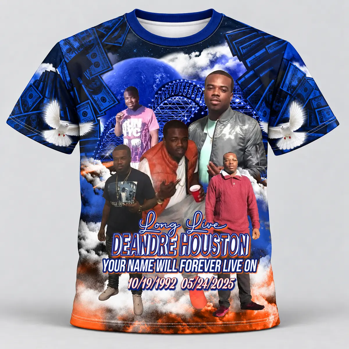 Navy Orange Money Custom 3d All Over Print Memorial Shirt Mem54