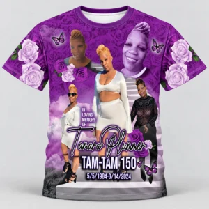 Purple Rose Butterfly Custom 3d All Over Print Memorial Shirt Mem36