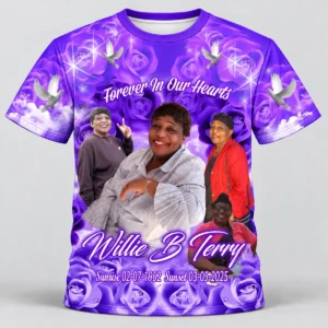 Purple Rose Cloud Custom 3d All Over Print Memorial Shirt Mem41