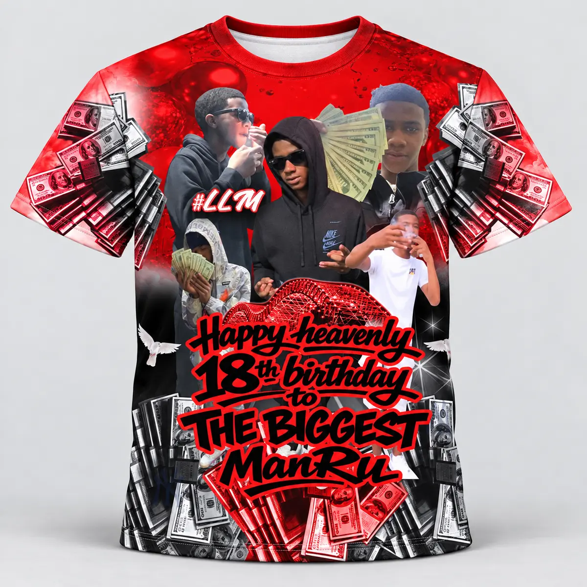 Red Black Heavenly Birthday Custom 3d All Over Print Memorial Shirt Mem81