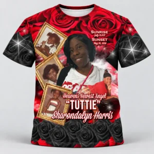 Red Black Rose Frame Custom 3d All Over Print Memorial Shirt Mem72