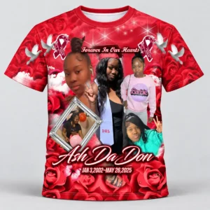 Red Rose Ribbon Custom 3d All Over Print Memorial Shirt Mem53