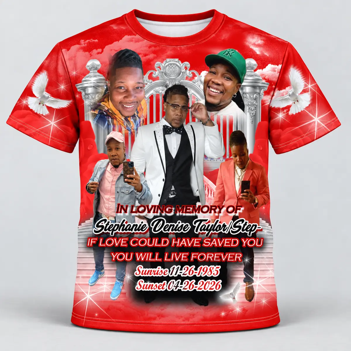 Red White Heavenly Gate Custom 3d All Over Print Memorial Shirt Mem69