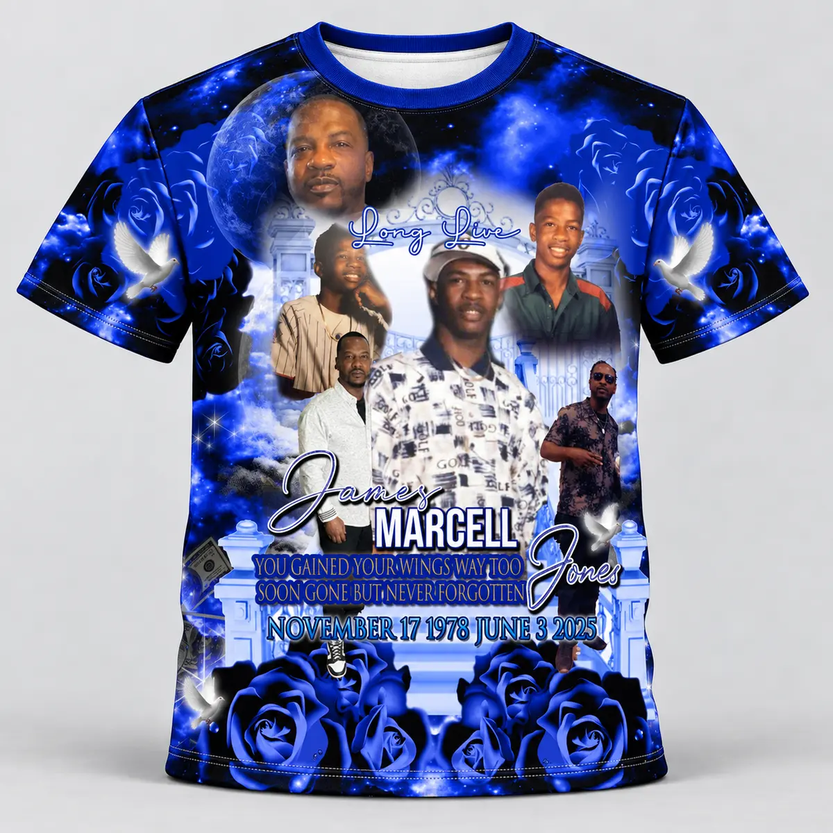 Royal Blue Rose Gate Custom 3d All Over Print Memorial Shirt Mem59